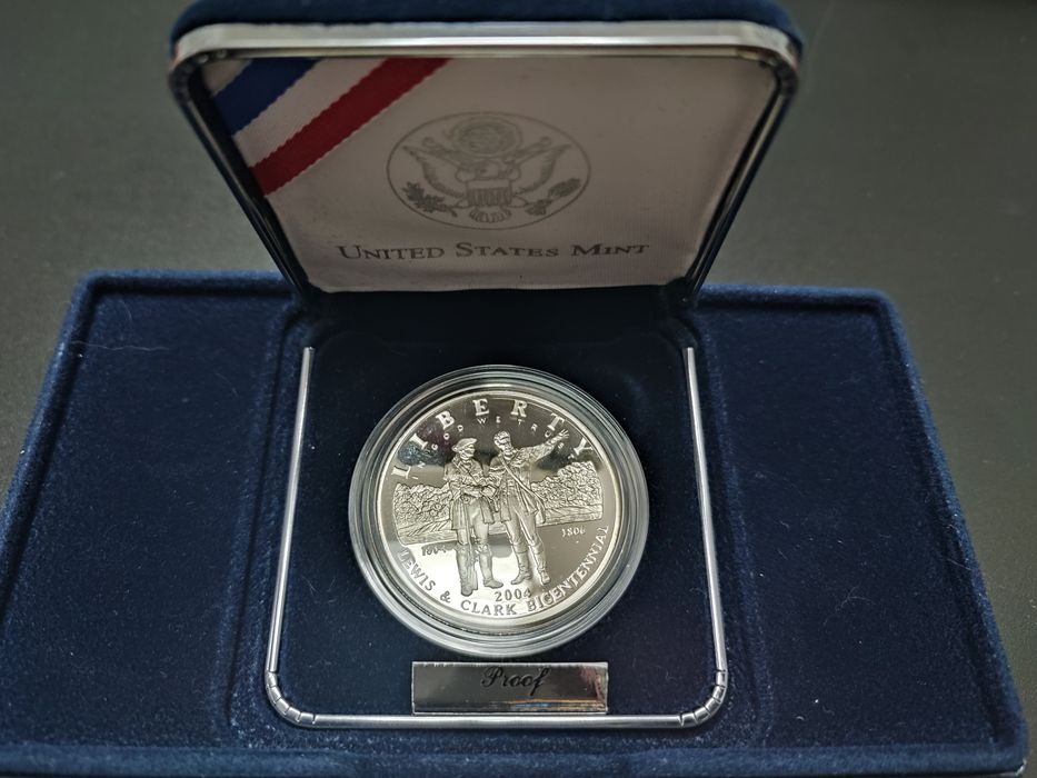 США. 2004р. Льюїс та Кларк. Срібло. Пруф. 900 проба. Сертифікат.