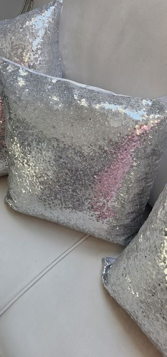 Poszewki cekiny srebrne 2 szt   45x45