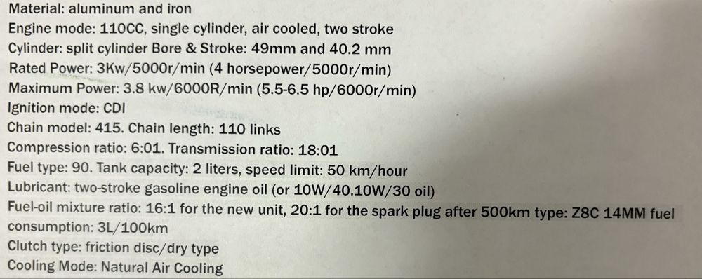 Motor 110cc 2T (kit)