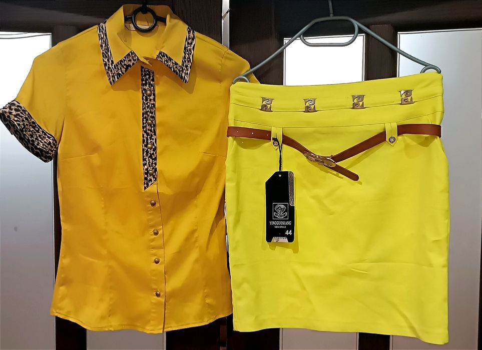 Стильный,яркий,летний,женский костюм блуза+юбка с поясом Турция 44 р.