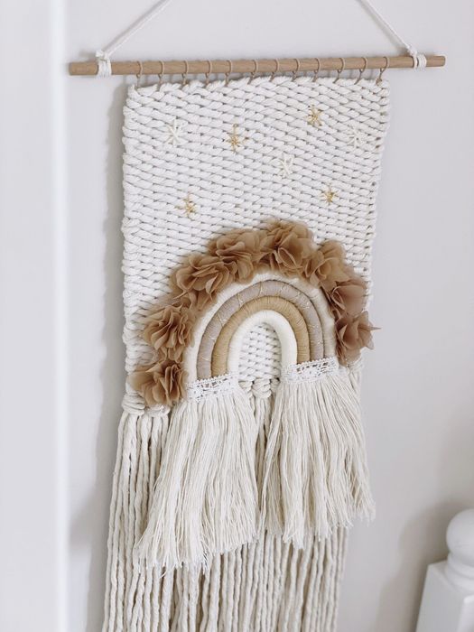 Makatka ścienna dekoracja boho tęcza do pokoju dziecięcego