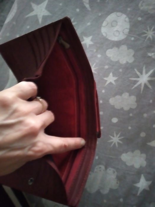 Portfel damski skóra naturalna Cavaldi  piękny wiśniowy kolor  NOWY