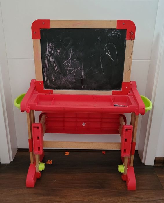 Smoby Drewniana DWUSTRONNA TABLICA STOLIK ławka magnetyczna kredowa