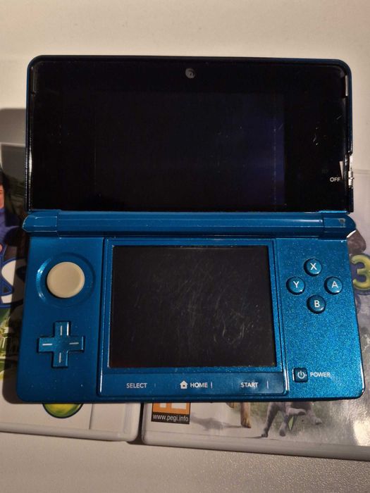 Nintendo 3DS aqua blue EUR db stan + 2 gry