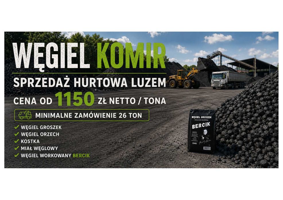 Węgiel - KOMIR / Groszek 5-25 mm / Orzech / Miał - 26 ton - Dostawa LUZEM