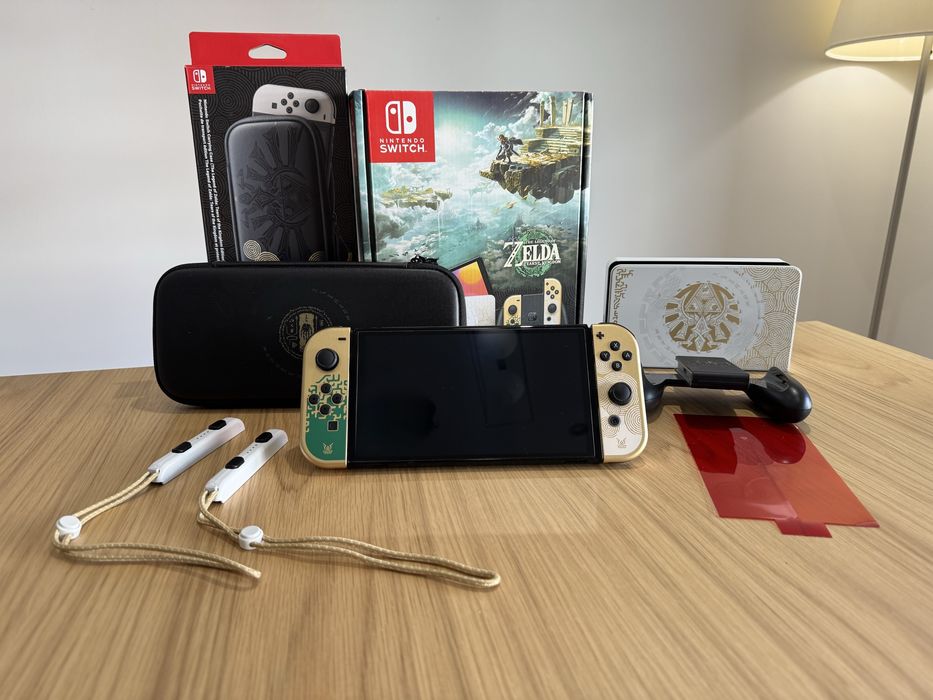 Nintendo Switch OLED Zelda TOTK + Modchip + microSD 512GB + Bolsa