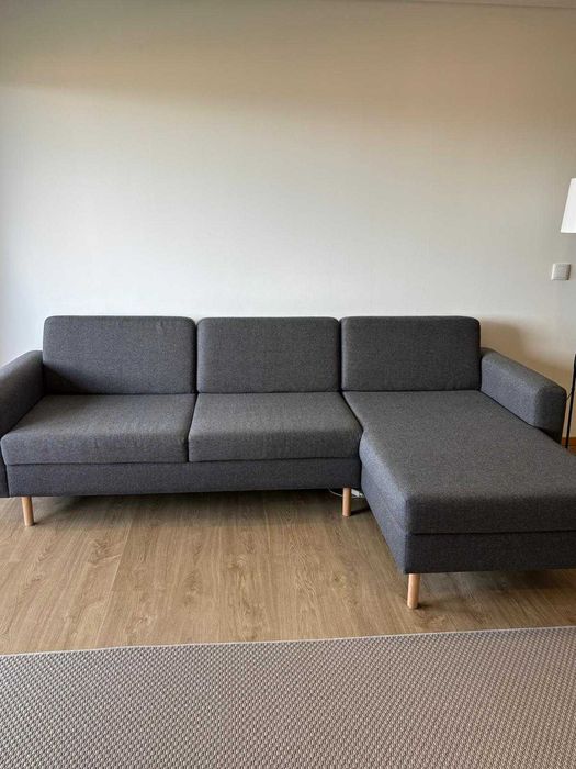 Sofá Cinzento 3 lugares Chaise Longue JISKY
