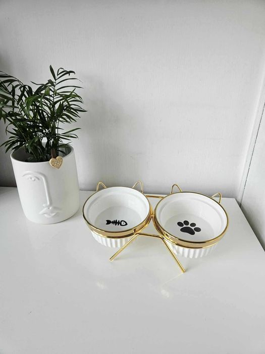 Miski miska dla psa na karmę i wodę dla kota złote  glamour eleganckie