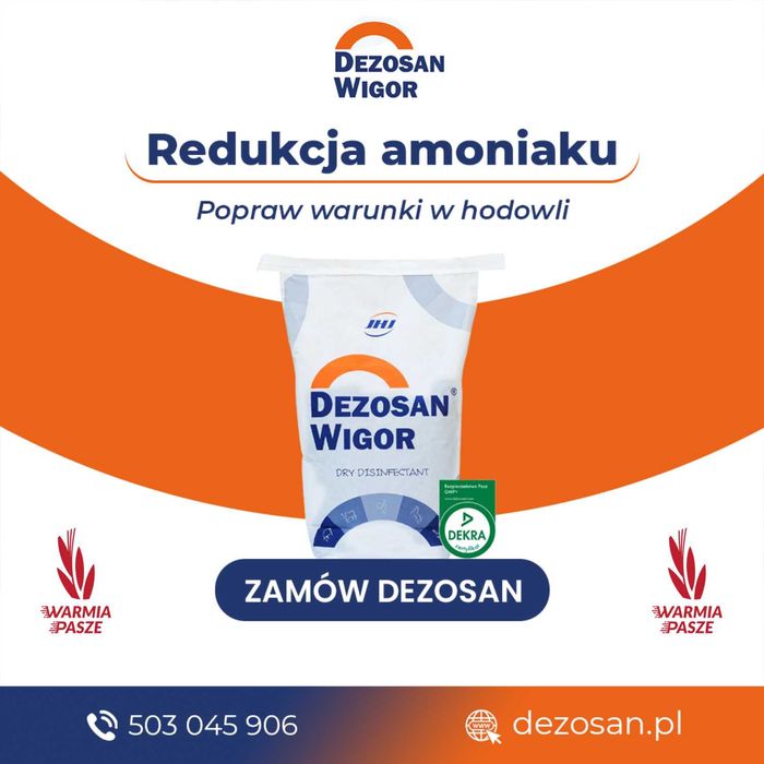 Dezosan Wigor DARMOWA DOSTAWA Sucha Dezynfekcja ściółki 500 kg