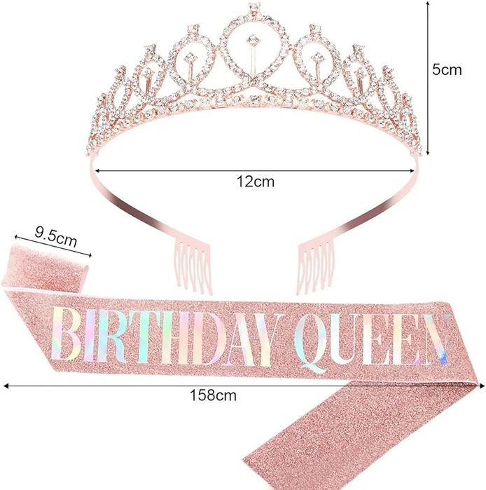 Festa de aniversário faixa + coroa "Birthday Queen"  NOVO ENVIO GRÁTIS