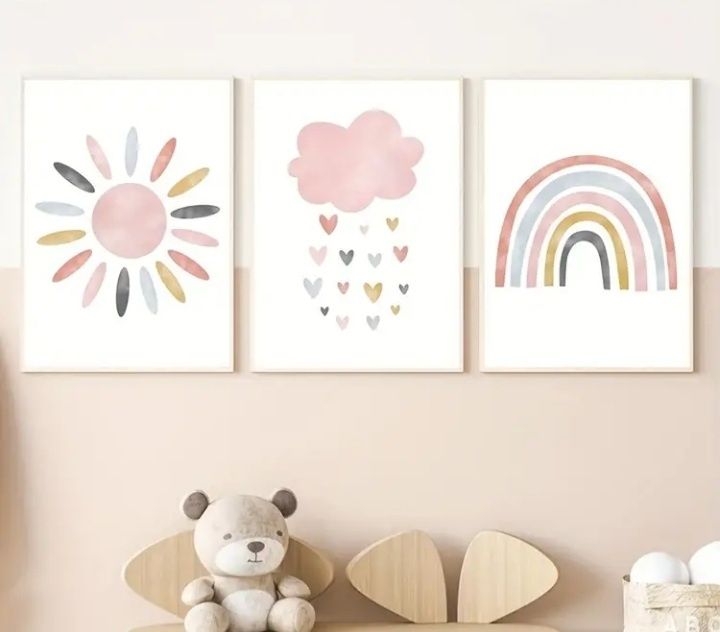 3 quadros rosa para criança64285347503233121