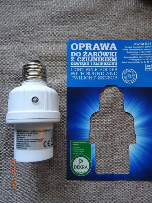NOWA!! Oprawa do żarówki z czujnikiem dźwięku i zmierzchu
