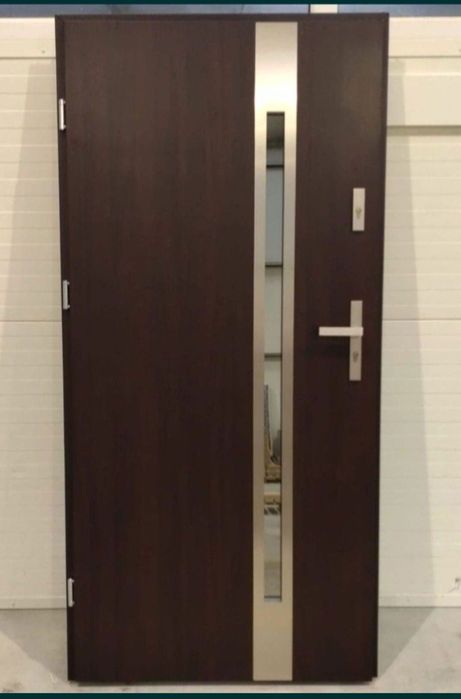 Drzwi zewnętrzne/wejściowe wenge stalowe ocieplone 80 i 90