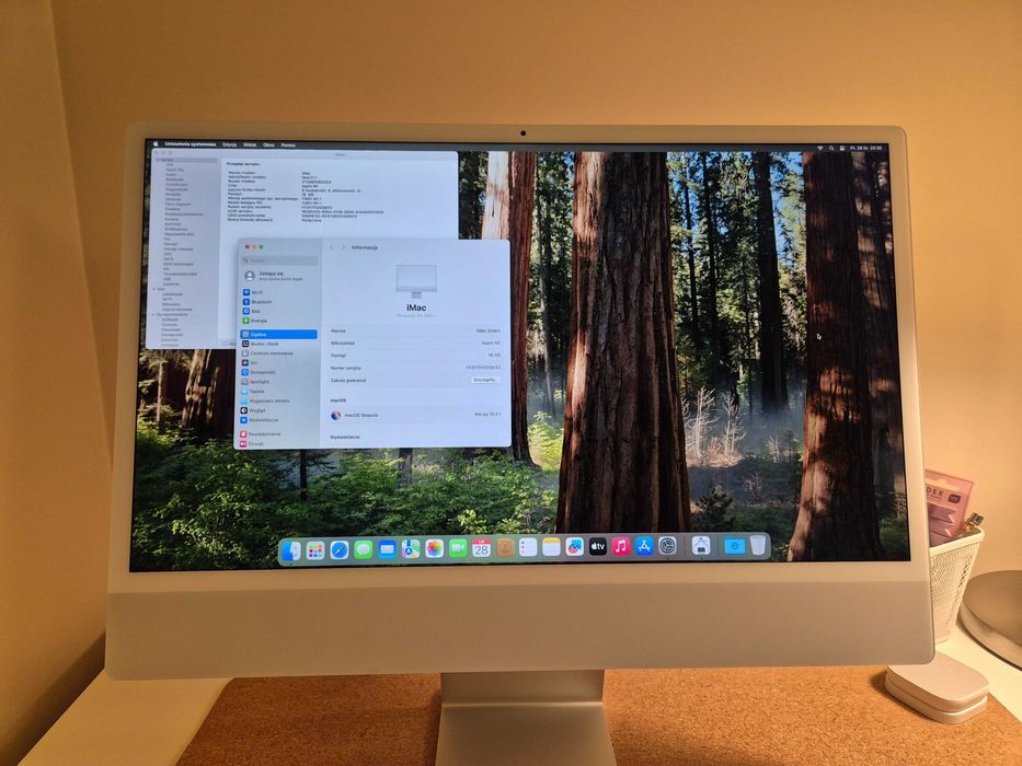 iMac 24" M1 16GB 8-core GPU | Touch ID | Pełny Zestaw | Stan Idealny