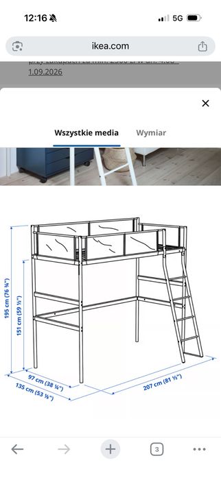 Łóżko pietrowe z antresola ikea