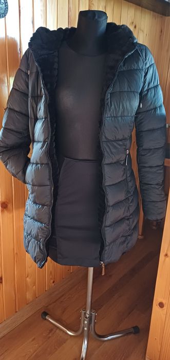 Czarna dwustronna kurtka  futerko