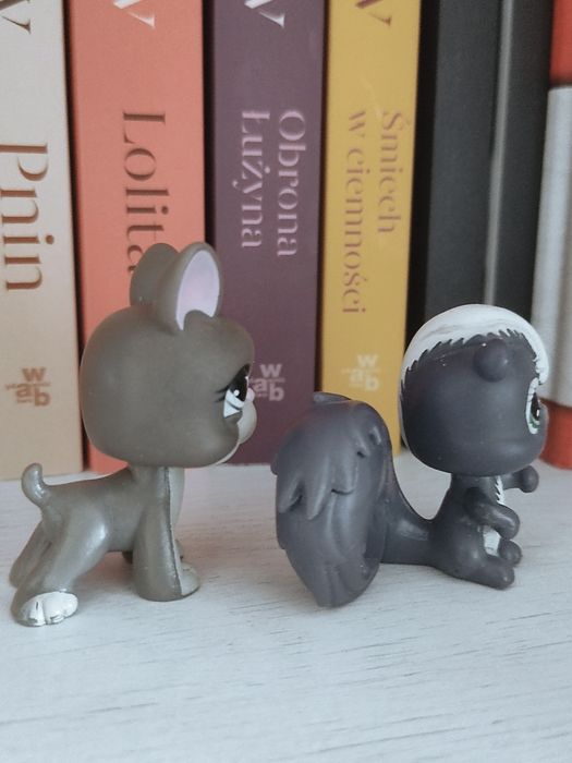 LPS Littlest Pet Shop Boston Terrier #958 i fioletowa wiewiórka skunks