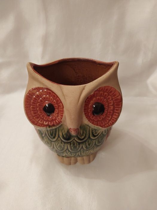 Sowa ceramiczna wazonik