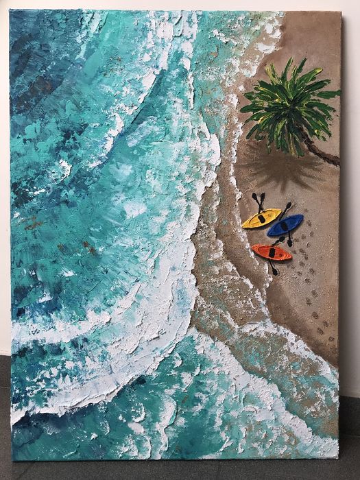 Obraz,, na brzegu oceanu,, 55x75.