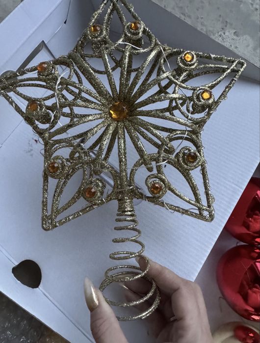 Зірка новорічна на ялинку прикраса звезда новогодняя