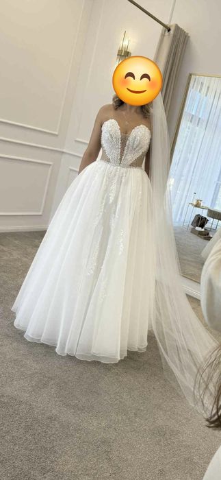 Suknia ślubna bardzo błyszcząca gorset serce księżniczka