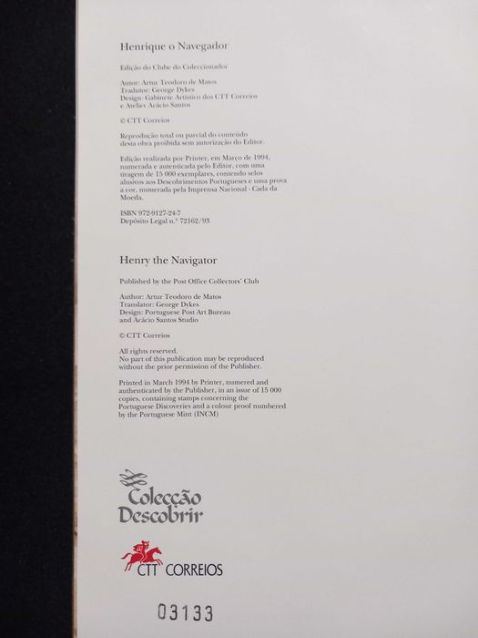 Filatelia - Livro CTT Henrique o Navegador