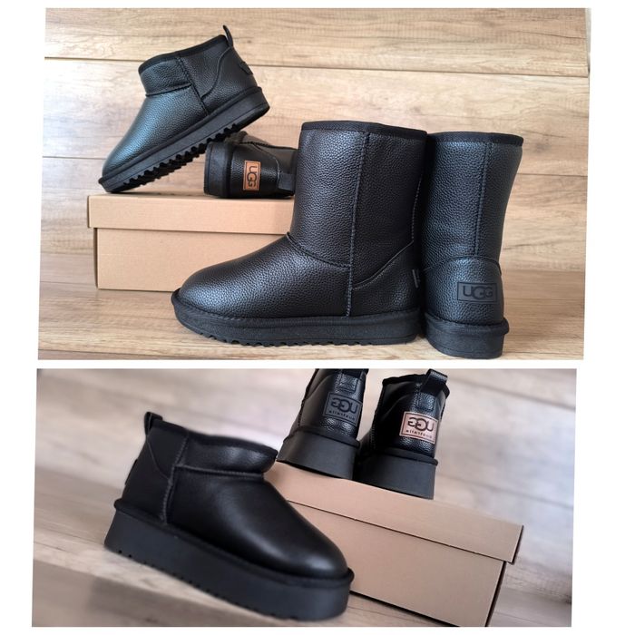 36-46 р шкіряні угі черевики чоботи жіночі чоловічі чорні ugg угги кож