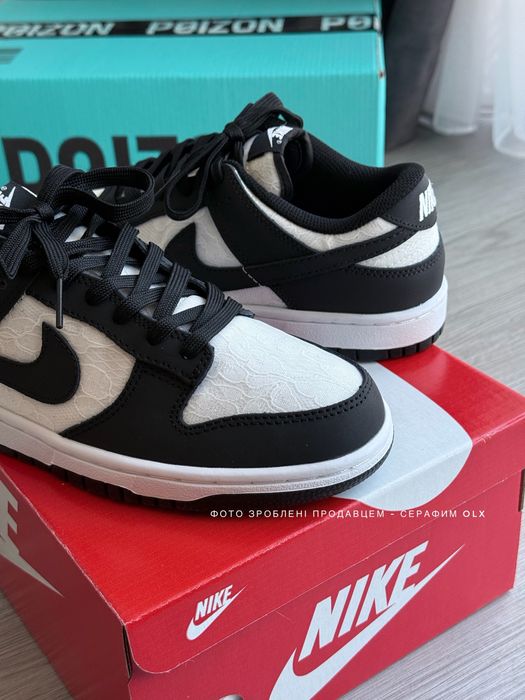 Nike Dunk Low Lace Pack Black White (з мереживом)
