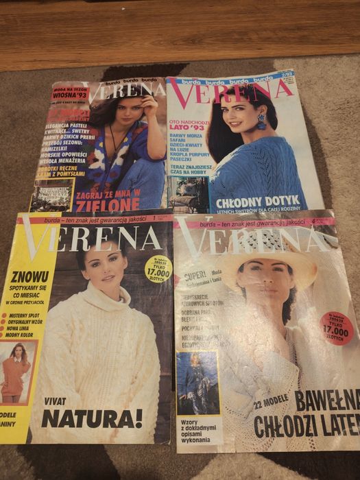 Verena Burda 1991/94 x 13 Moda dziewiarska robótki ręczne splot wzory swetry