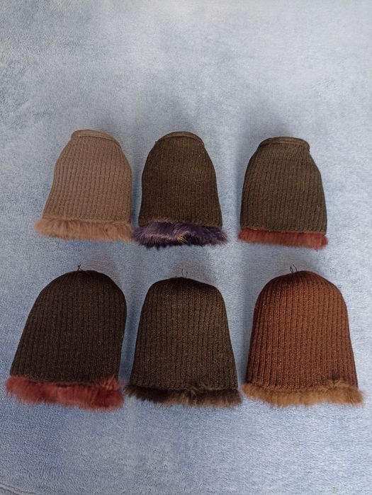 Шапка хутряна кролик з чорнобуркою на трикотажній основі