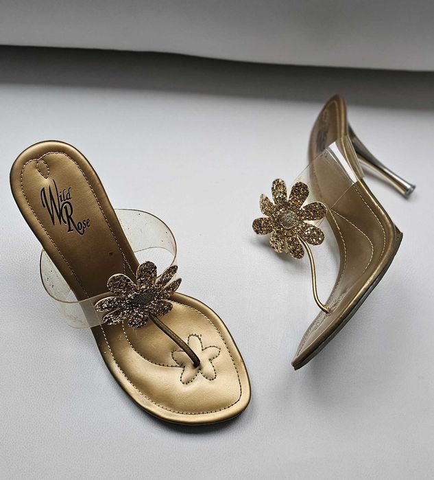 ZŁOTE luksusowe klapki roz 41