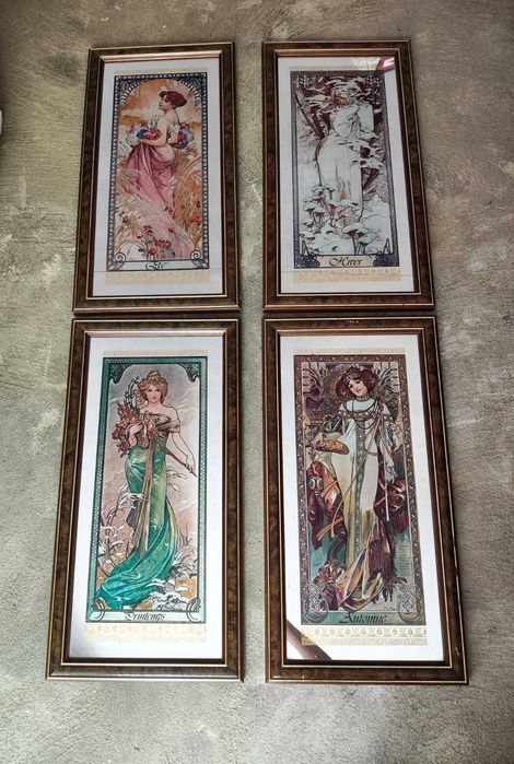 quadros antigos com moldura em madeira