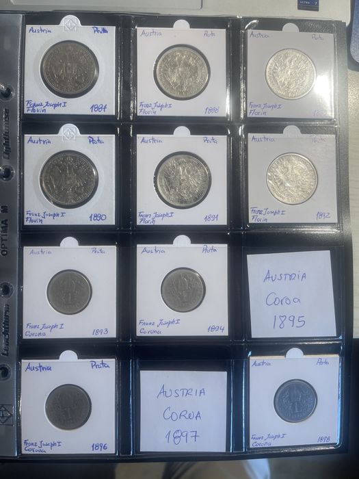 Moedas Imperio Austro-Hungaro prata (44 moedas)