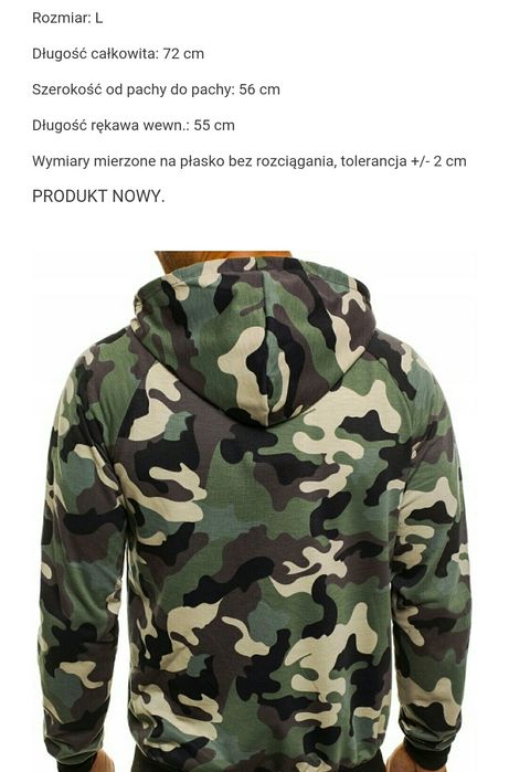 Bluza męska sportowa moro od dresu z kapturem Rozmiar L Nowa