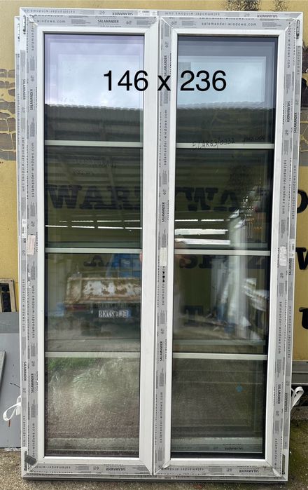 Okno tarasowe 2-skrzydłowe PCV, nowe, białe 146 x 205 i inne!!!