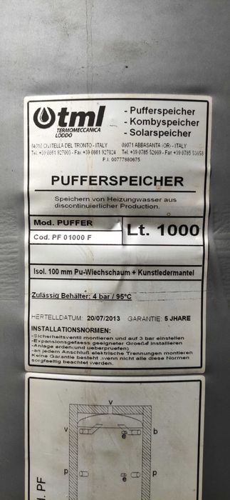 Bufor 1000 L zbiornik stalowy TML HUCH FOHS ocieplony