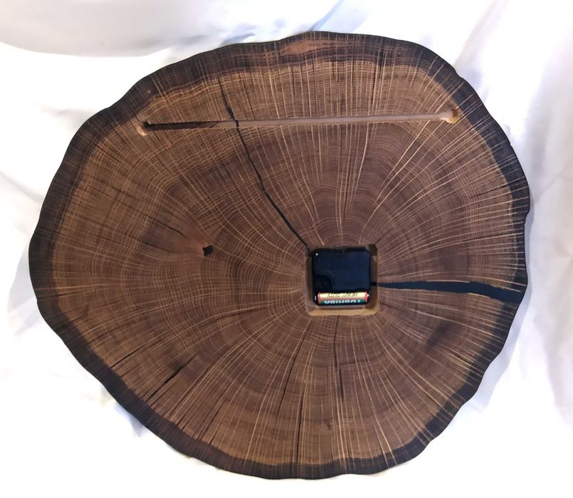 Zegar ścienny plaster dębowy żywica dąb olej czarny prezent