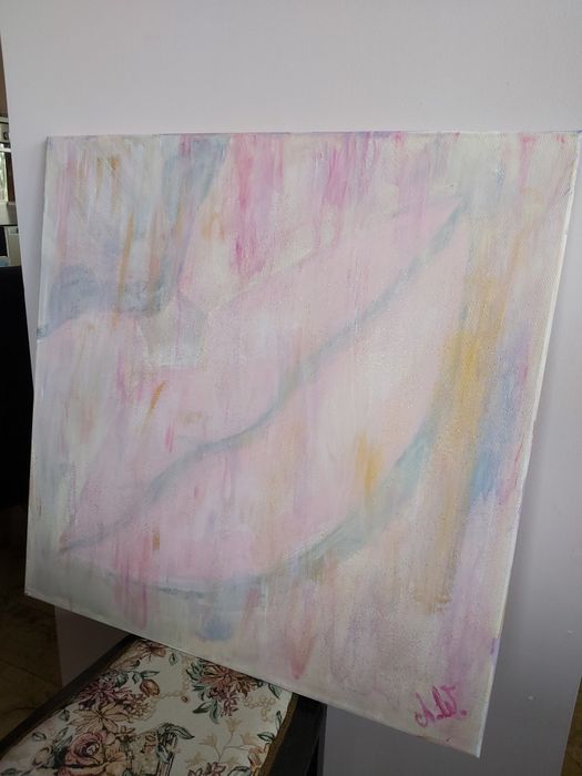 Obraz akryl na płótnie 80x80 usta pastele brokat