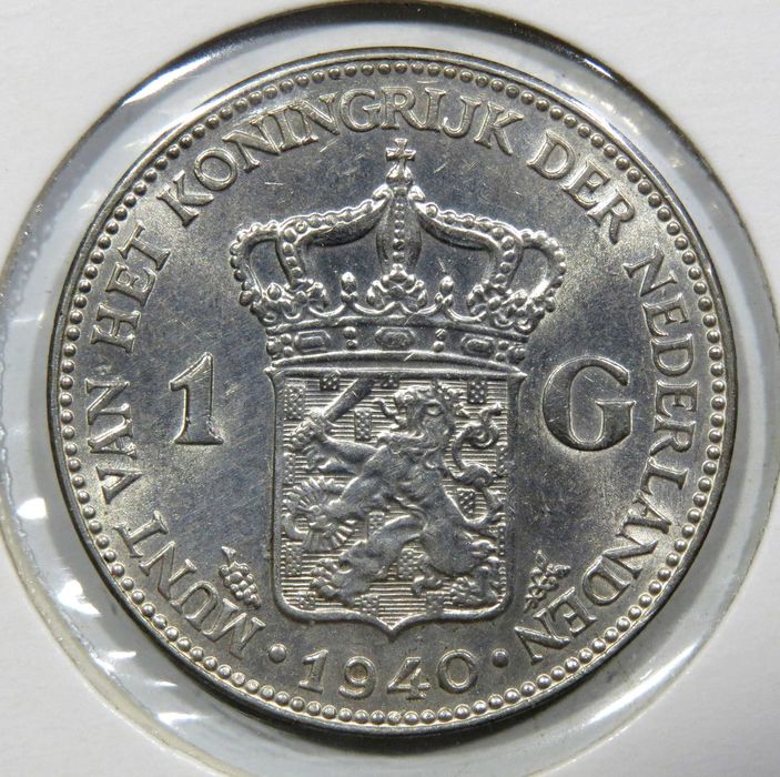 HOLANDA - Moeda em Prata. 1 GULDEN – Rainha WILHELMINA / 1940