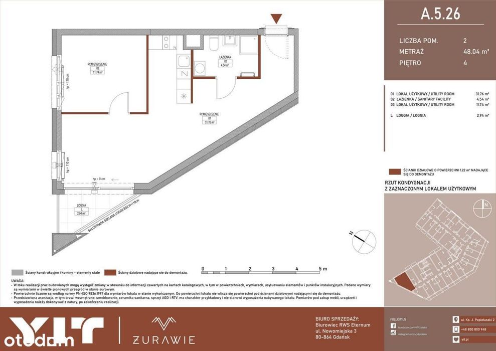 2-pokojowy apartament inwestycyjny 47m2 + loggia
