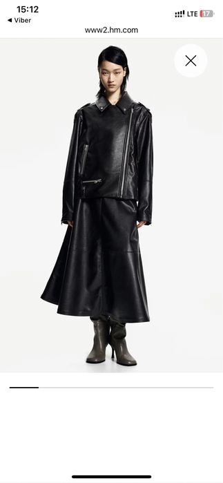 Юбка кожа коричневая HM Premium