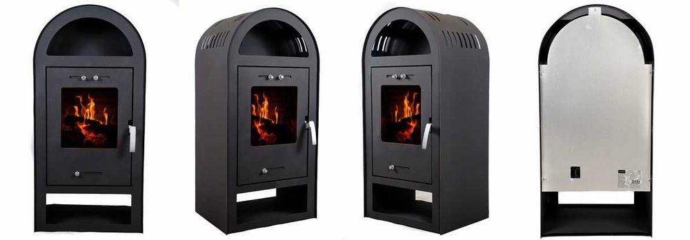 Duży, solidny piec wolnostojący NEGRO A+ wydajny z szamotem 7,5 kW