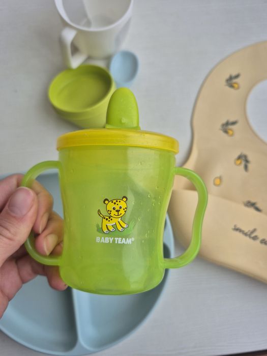 Тарілка силіконова для прикорму нагрудник ложка поїлка ikea baby team