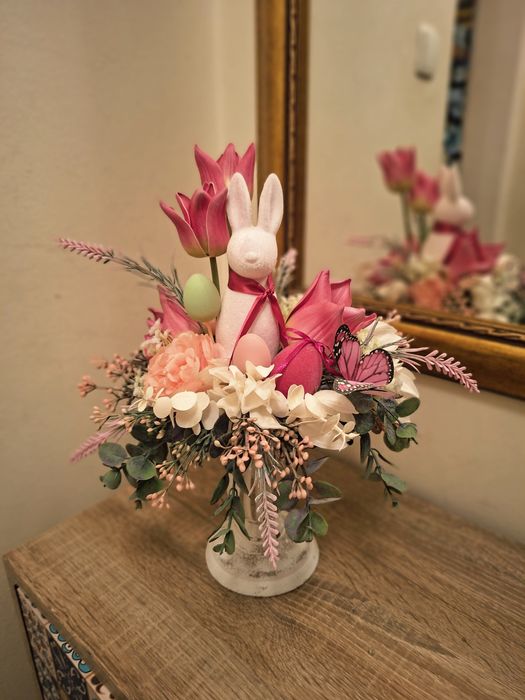 Kompozycja wielkanocna,stroik zajac