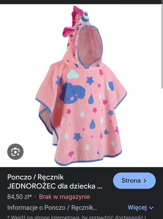 Ponczo, ręcznik kąpielowy dla dziewczynki