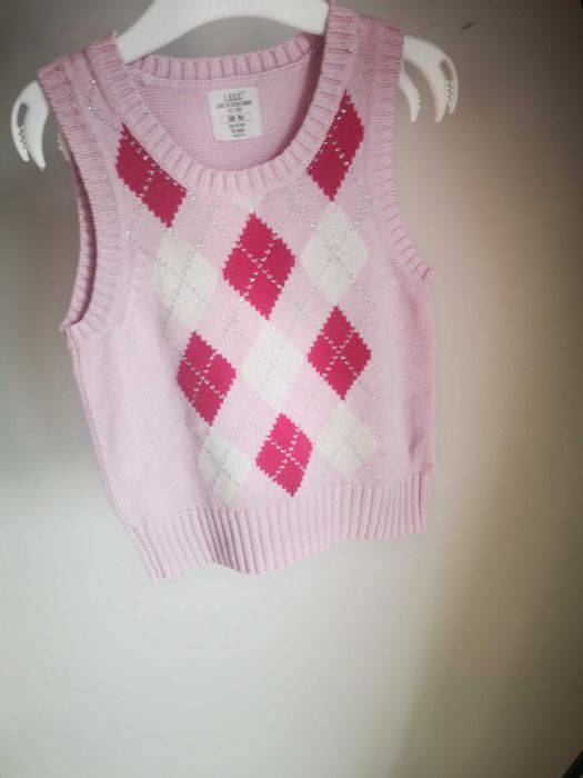 H&M sweterkowa kamizelka romby róż r. 104 cm 3-4 lata