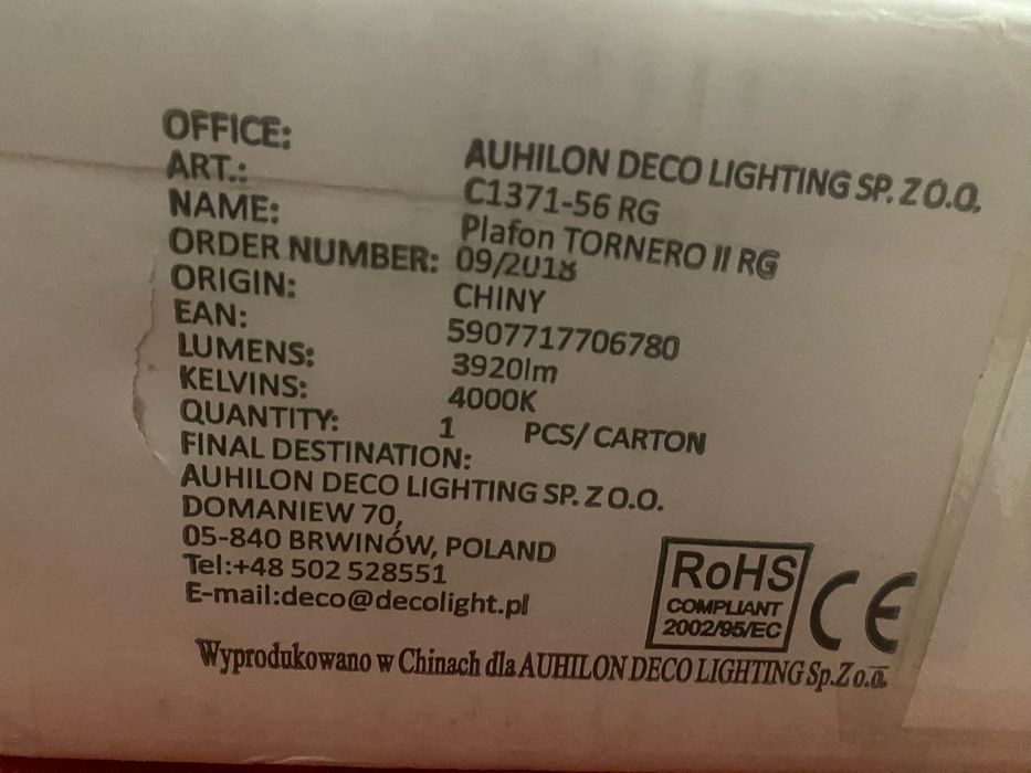 Plafon TORNERO ll LE D/56W/3920 Lm / 4000 K plafon nnowy
