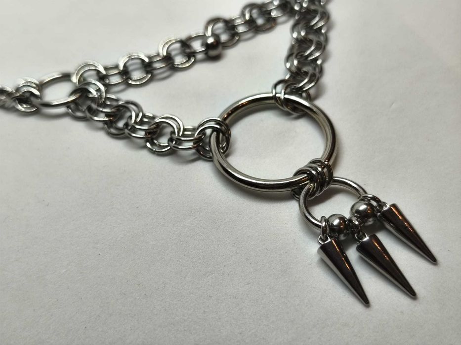 Goth industrial necklace stal chirurgiczna kolce handmade edgy y2k