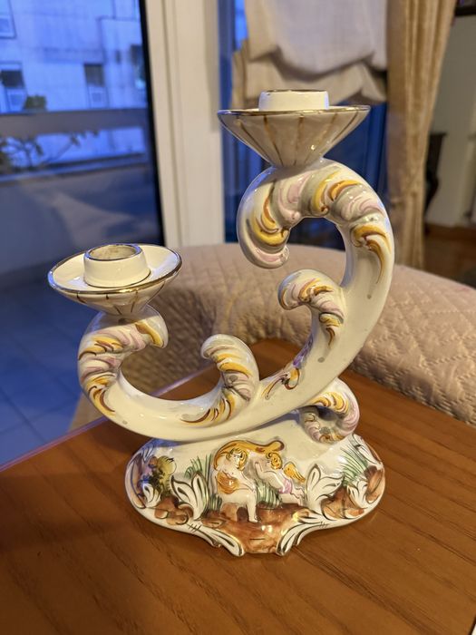 Castiçal antigo em porcelana fábrica ELPA Alcobaça