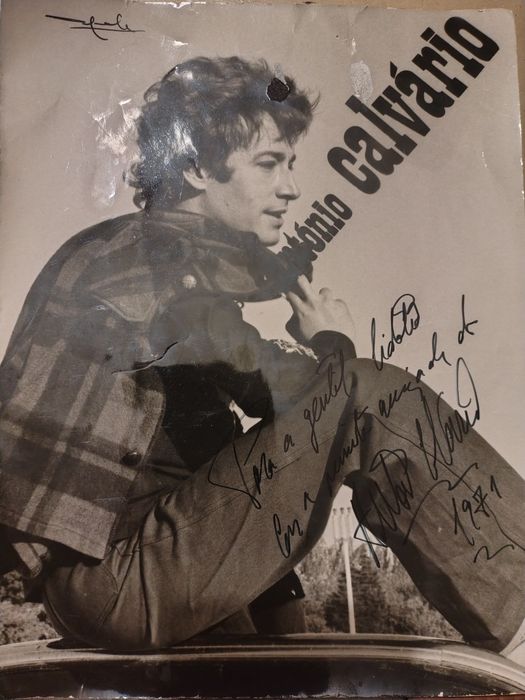 Autografo Fotografia de António Calvário Con  dedicatória 24 cm 1971